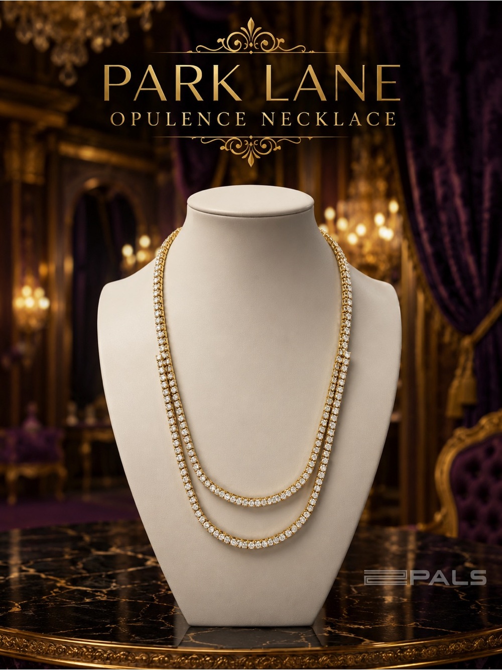 Park Lane Women’s Opulence Necklace Gold Crystal Double Strand Statement NWT